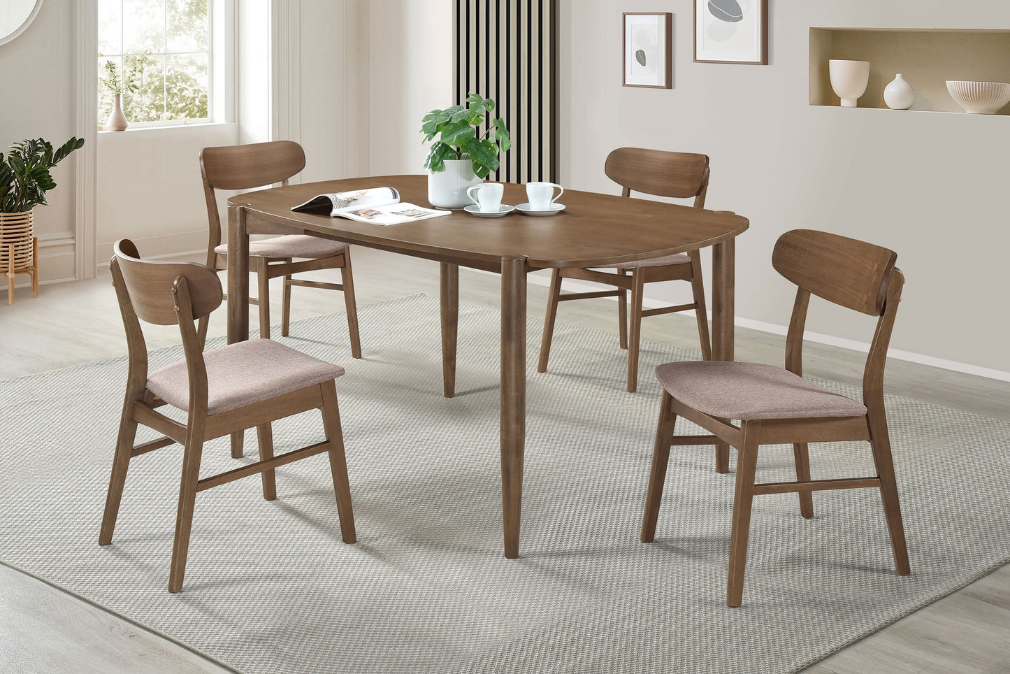 Dortch Oval Solid Wood Dining Set Walnut