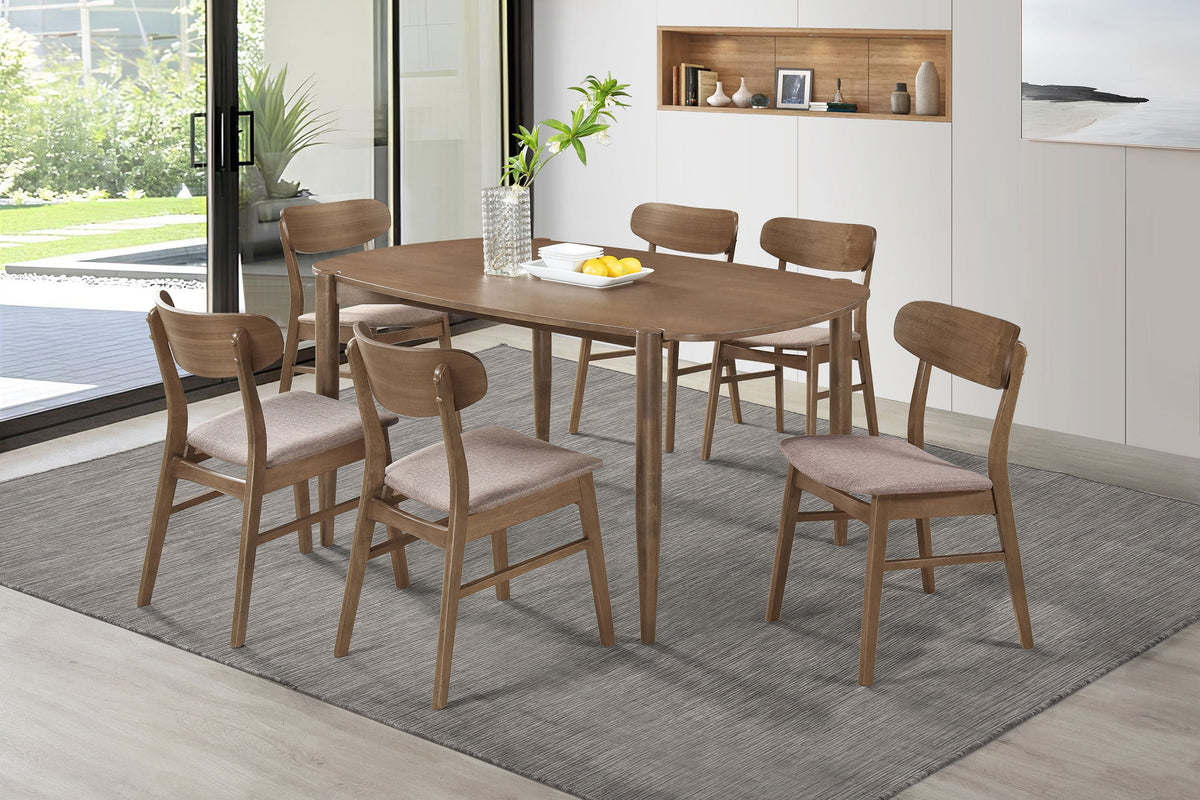 Juego de comedor Dortch ovalado de madera maciza en nogal
