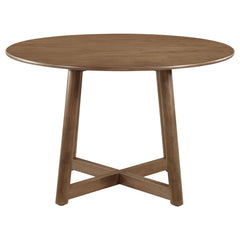 Juego de comedor redondo Dinah de madera maciza en nogal