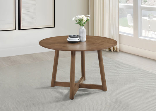Mesa de comedor redonda Dinah de madera maciza de 47 pulgadas en nogal