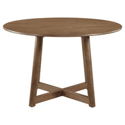Mesa de comedor redonda Dinah de madera maciza de 47 pulgadas en nogal