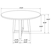 Mesa de comedor redonda Dinah de madera maciza de 47 pulgadas en nogal