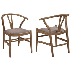 Silla auxiliar de comedor Dinah Wood Wishbone en nogal (juego de 2)