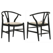 Silla de comedor Crestmont Wood Wishbone negra (juego de 2)