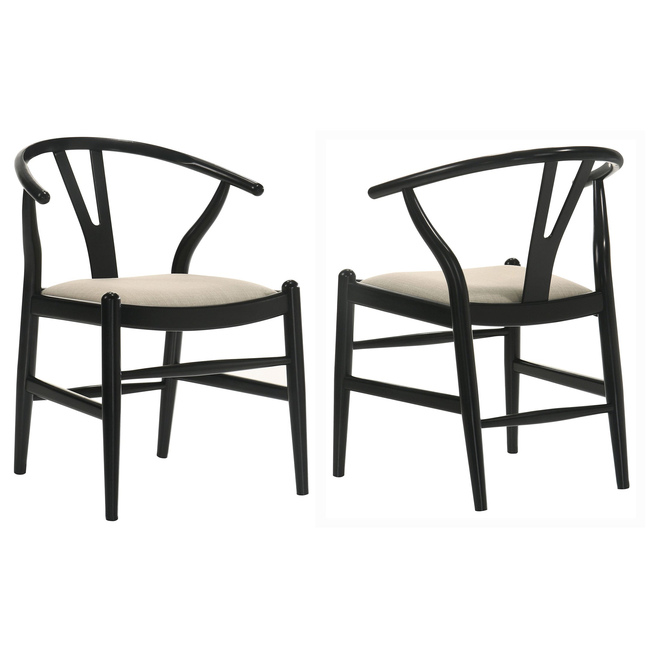 Silla de comedor Crestmont Wood Wishbone negra (juego de 2)