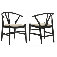 Silla de comedor Crestmont Wood Wishbone negra (juego de 2)