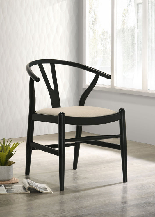 Silla de comedor Crestmont Wood Wishbone negra (juego de 2)