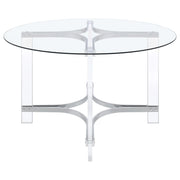 Mesa de comedor redonda de acrílico con tapa de vidrio de 47 pulgadas Keeling, cromada