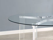 Mesa de comedor redonda de acrílico con tapa de vidrio de 47 pulgadas Keeling, cromada
