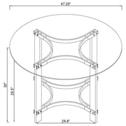 Mesa de comedor redonda de acrílico con tapa de vidrio de 47 pulgadas Keeling, cromada