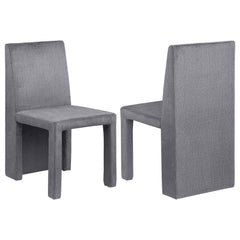 Silla de comedor Tordera tapizada en terciopelo gris (juego de 2)