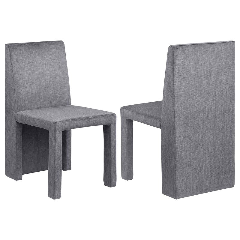 Silla de comedor Tordera tapizada en terciopelo gris (juego de 2)