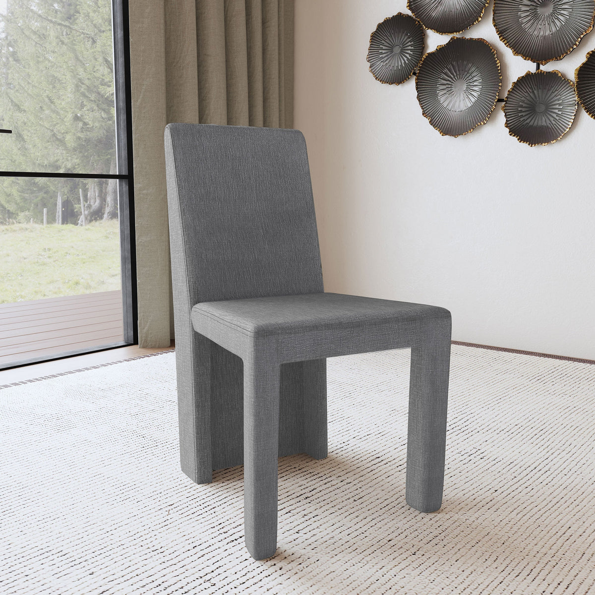 Silla de comedor Tordera tapizada en terciopelo gris (juego de 2)