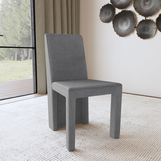 Silla de comedor Tordera tapizada en terciopelo gris (juego de 2)
