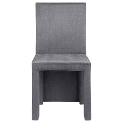 Silla de comedor Tordera tapizada en terciopelo gris (juego de 2)