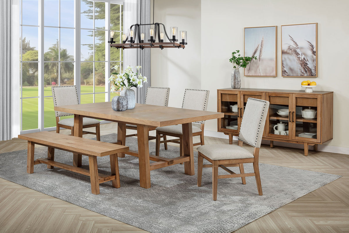 Juego de comedor extensible Middleton con hojas en marrón y negro