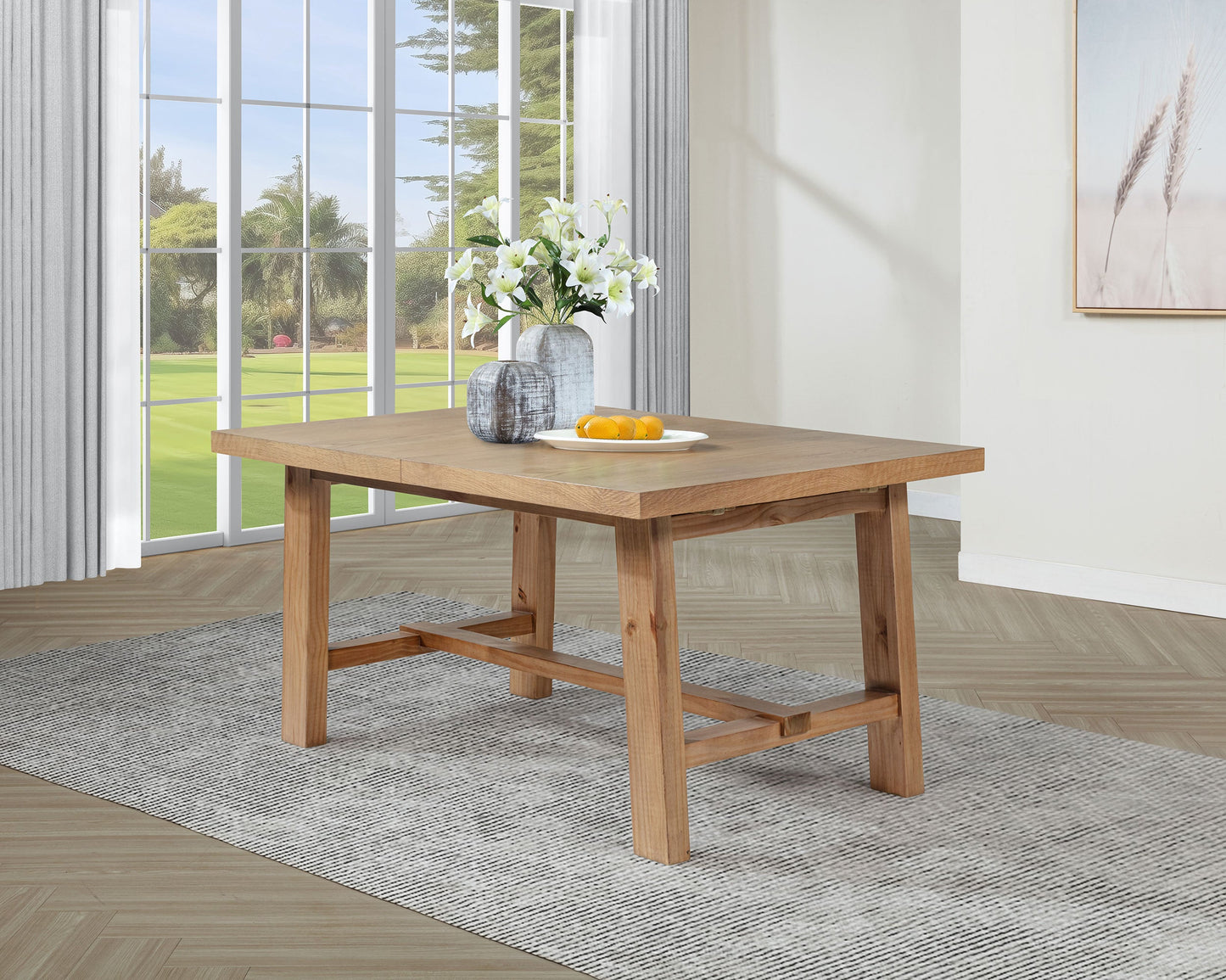 Mesa de comedor extensible Middleton de 106 pulgadas, color marrón natural