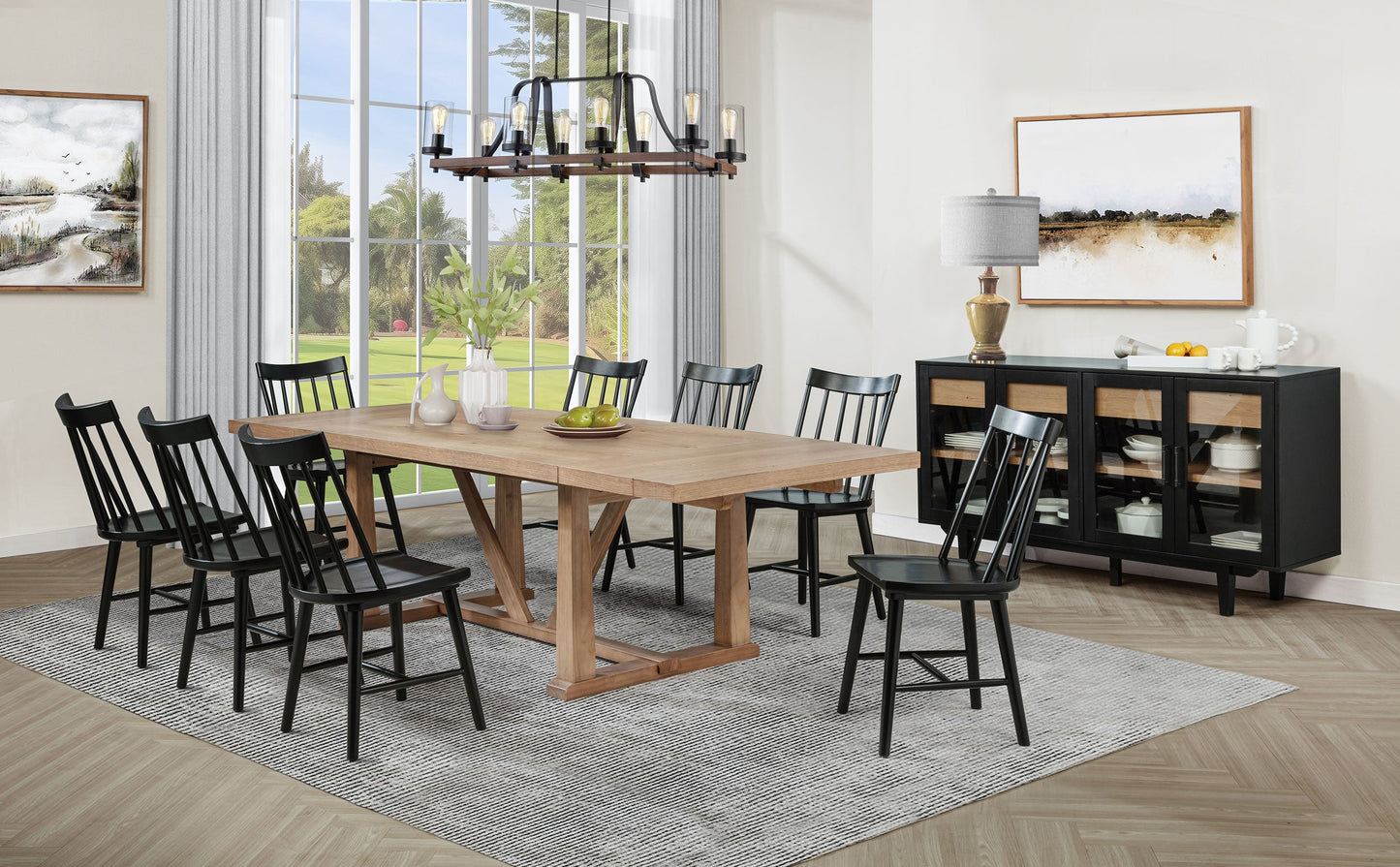 Juego de comedor extensible Middleton con hojas en marrón y negro