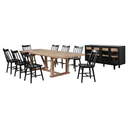 Juego de comedor extensible Middleton con hojas en marrón y negro