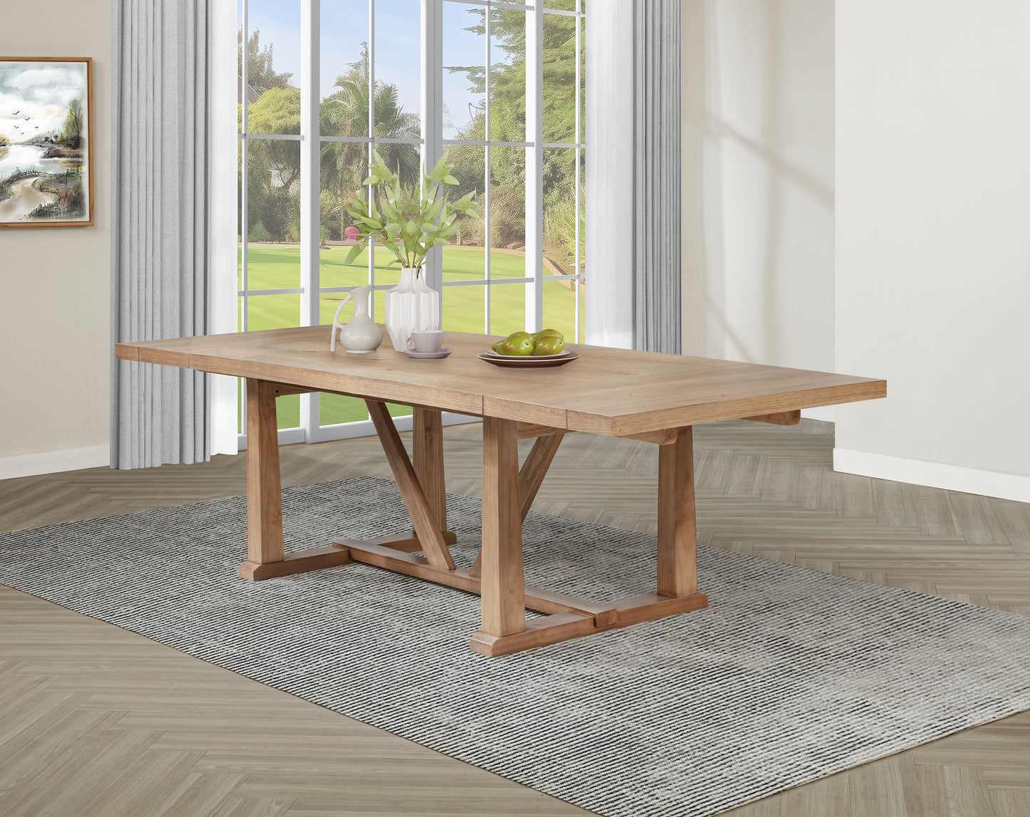 Mesa de comedor extensible Middleton de 106 pulgadas, color marrón natural