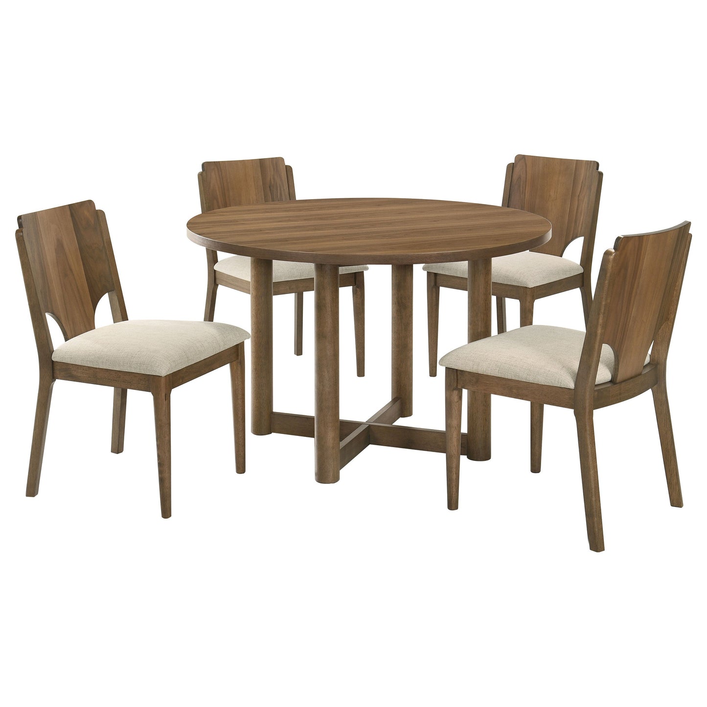Juego de mesa de comedor redonda de madera Crestmore de 46 pulgadas en nogal