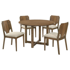 Crestmore 46-inch Round Wood Dining Table Set Walnut