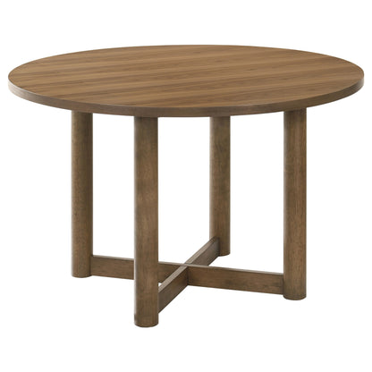 Juego de mesa de comedor redonda de madera Crestmore de 46 pulgadas en nogal