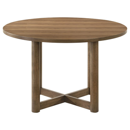 Juego de mesa de comedor redonda de madera Crestmore de 46 pulgadas en nogal