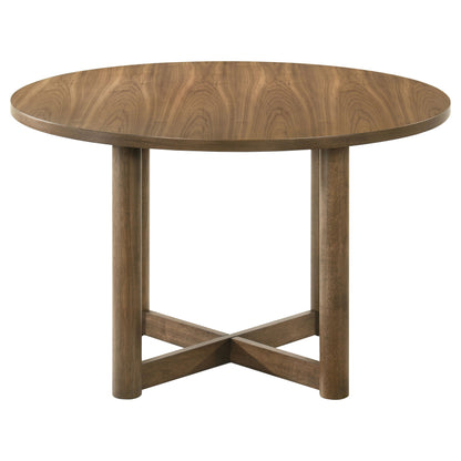 Juego de mesa de comedor redonda de madera Crestmore de 46 pulgadas en nogal