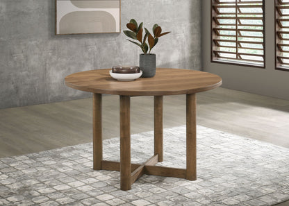 Mesa de comedor redonda de madera de nogal Crestmore de 46 pulgadas