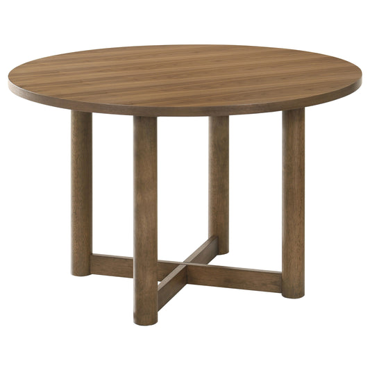 Mesa de comedor redonda de madera de nogal Crestmore de 46 pulgadas