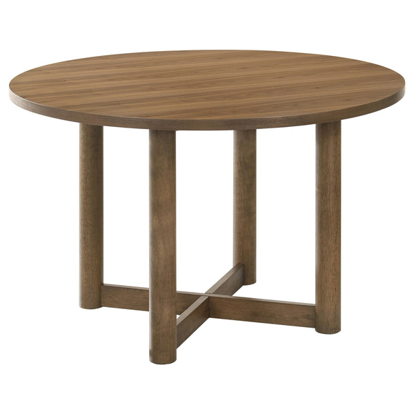 Mesa de comedor redonda de madera de nogal Crestmore de 46 pulgadas