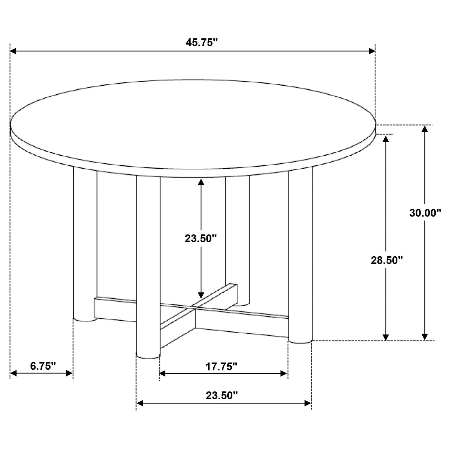 Mesa de comedor redonda de madera de nogal Crestmore de 46 pulgadas