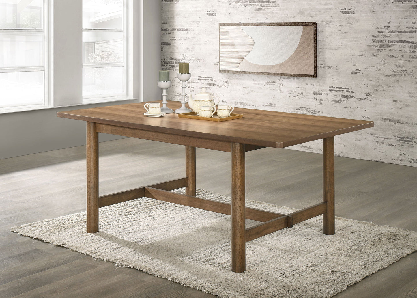 Mesa de comedor rectangular de madera Crestmore de 71 pulgadas en nogal