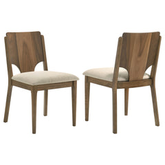 Silla de comedor Crestmore con asiento tapizado en nogal (juego de 2)