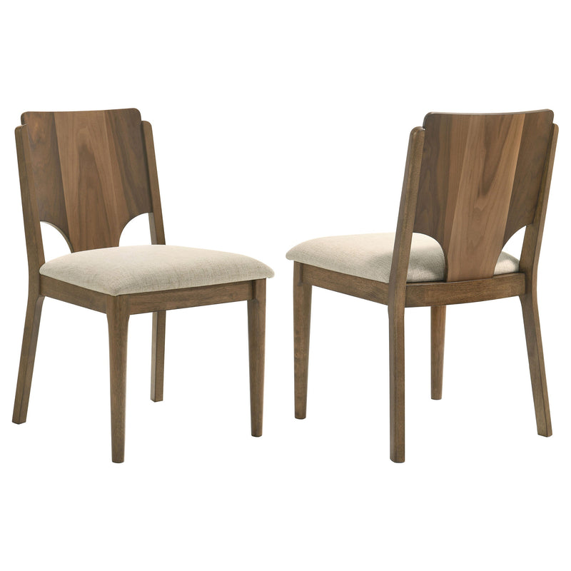 Silla de comedor Crestmore con asiento tapizado en nogal (juego de 2)
