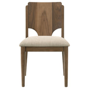Silla de comedor Crestmore con asiento tapizado en nogal (juego de 2)