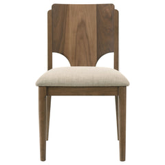 Silla de comedor Crestmore con asiento tapizado en nogal (juego de 2)