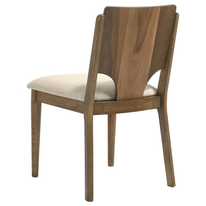Silla de comedor Crestmore con asiento tapizado en nogal (juego de 2)