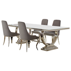Antoine Rectangular Glass Top Dining Table Set Grey