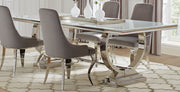 Mesa de comedor rectangular Antoine de 95 pulgadas con tapa de vidrio, color negro