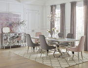 Mesa de comedor rectangular Antoine de 95 pulgadas con tapa de vidrio, color negro