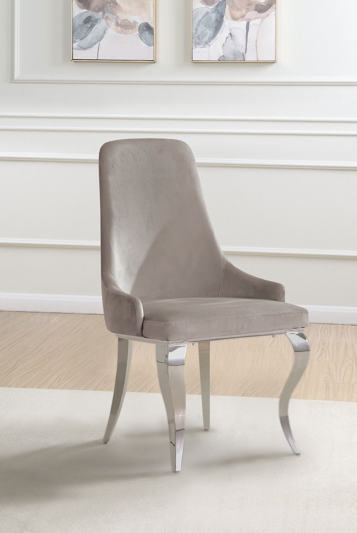 Antoine Velvet Upholstered Dining Side Chair Grey (Set of 2)