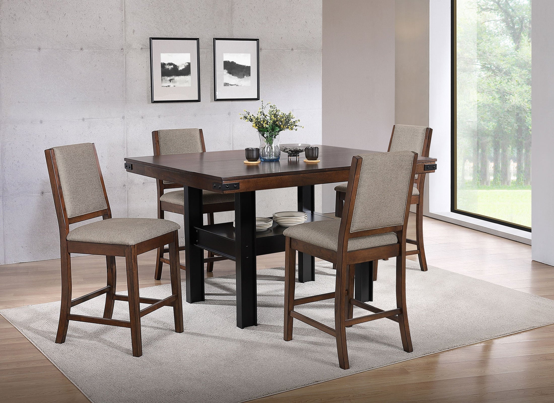 Juego de comedor Patterson de altura de mostrador en roble mango