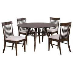 Juego de mesa de comedor redonda Everton de 53 pulgadas en nogal oscuro