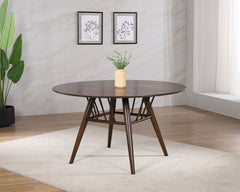 Mesa de comedor redonda Everton de madera de 53 pulgadas en nogal oscuro