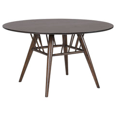 Mesa de comedor redonda Everton de madera de 53 pulgadas en nogal oscuro