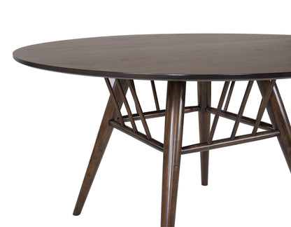 Mesa de comedor redonda Everton de madera de 53 pulgadas en nogal oscuro