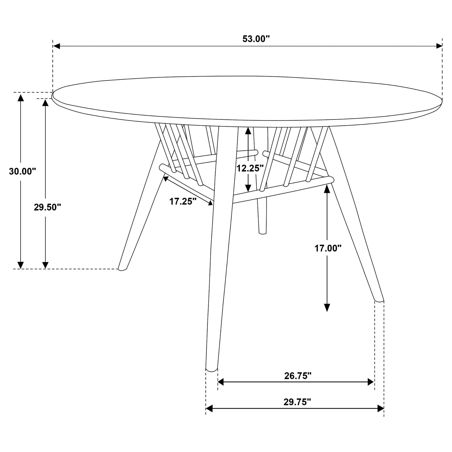 Mesa de comedor redonda Everton de madera de 53 pulgadas en nogal oscuro