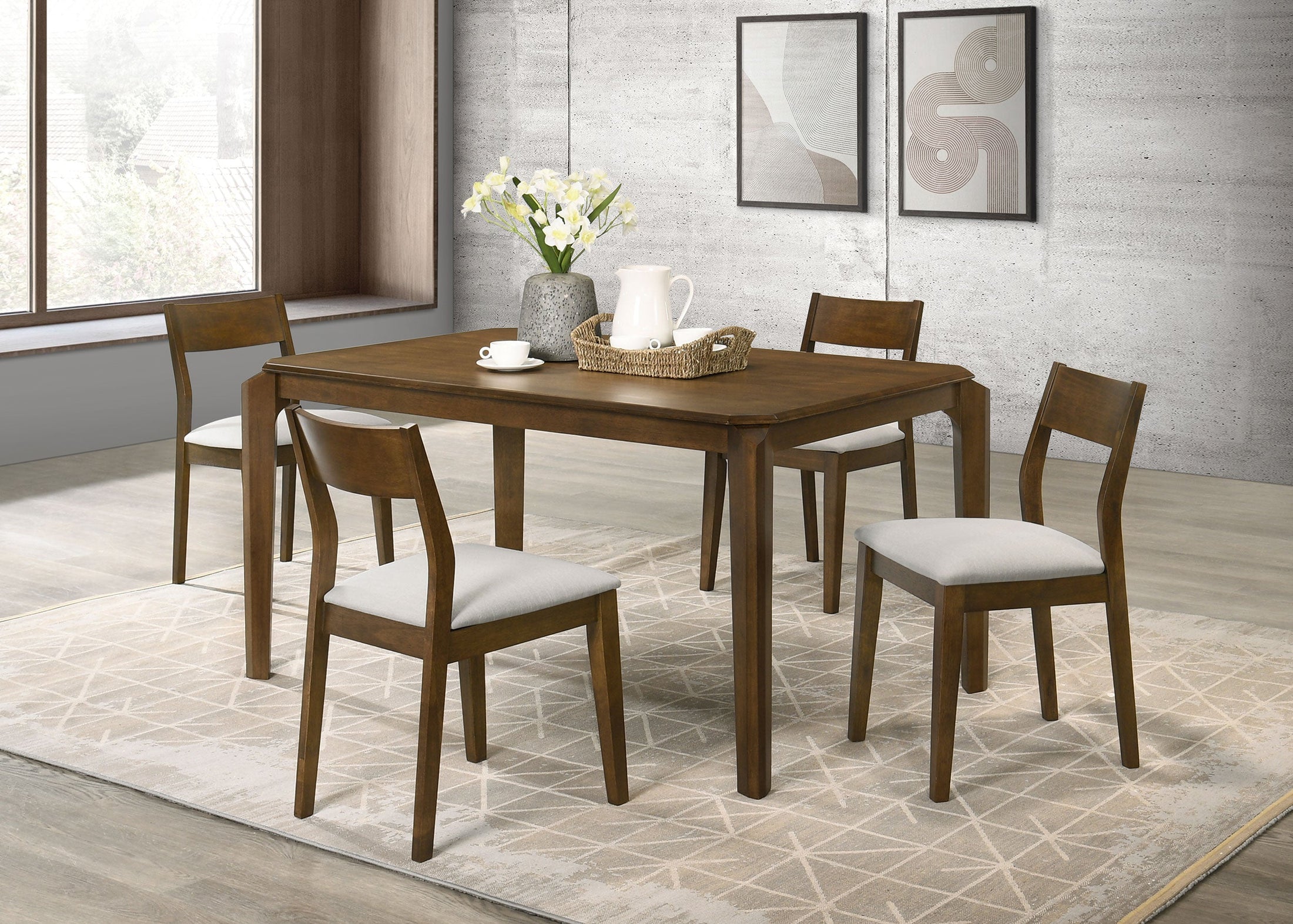 Almonte 59-inch Rectangular Dining Set Dark Brown